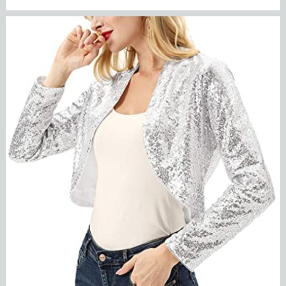 Kancy Kole  Women's Silver Sequin Jacket - Picture 1 of 5